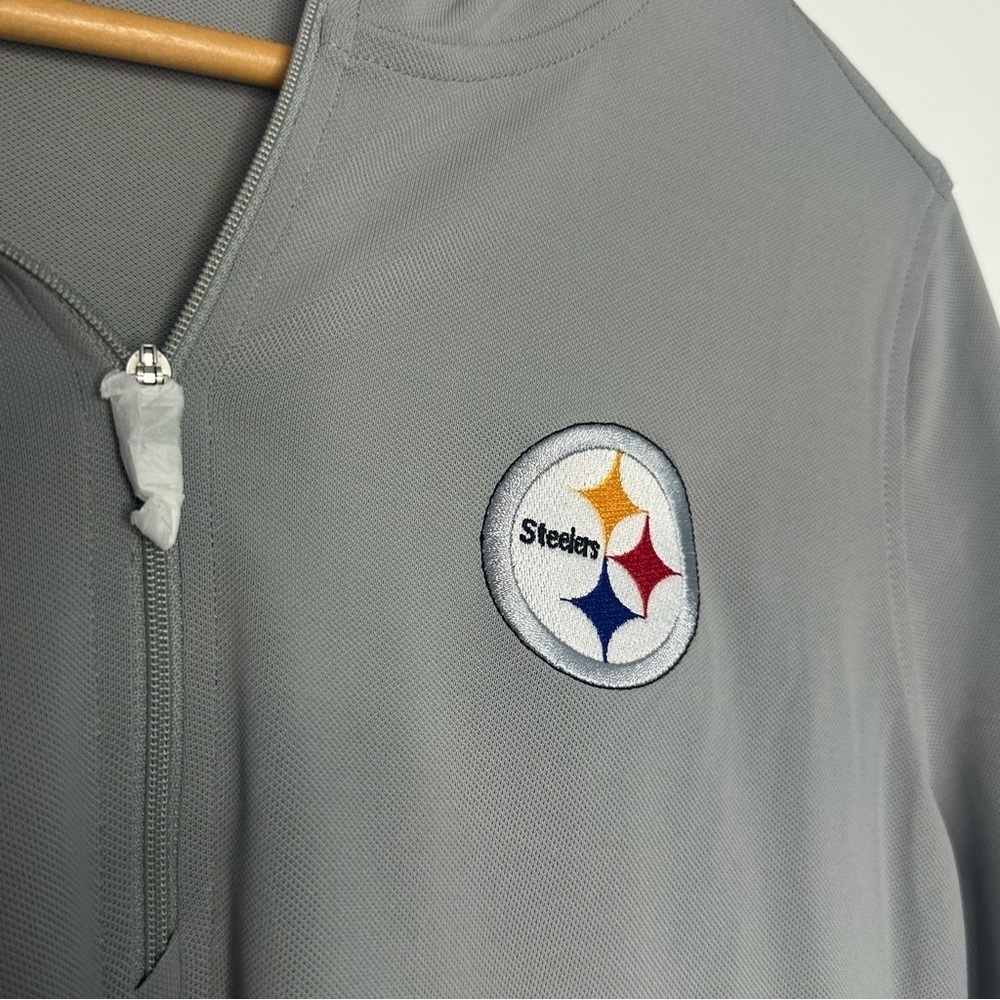 Cutter & Buck Pittsburgh Steelers Gray Half Zip 3/4 Sleev Pullover Hoodie Medium - Picture 3 of 10